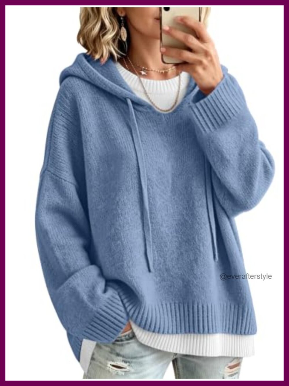 Womens Oversized Chunky Knit Pullover Sweater Hoodie